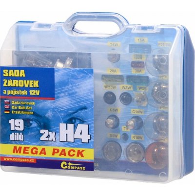 Žárovky 12V servisní box MEGA H4+H4+pojistky – Zboží Mobilmania