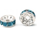 Mosazná rondelka - stříbrná - světle modrá - třída A - ∅ 8 x 3,8 mm - 1 ks – Zboží Dáma