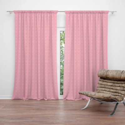 Sablio Závěs Bílé čárky na růžové: 2ks 140x250cm – Hledejceny.cz