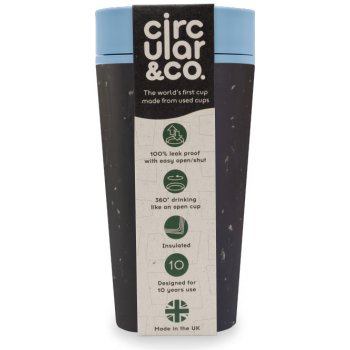 Circular & Co. recyklovaný kelímek na kávu 340 ml Barva: Černá/Tyrkysová