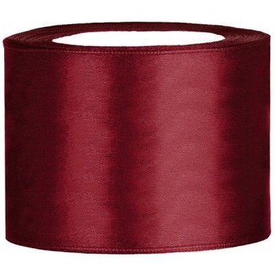 PartyDeco Stuha saténová bordová 50 mm x 25 m - bordo saténové široké dekorační stuhy 5 cm x 25 m na svatební aranžmá, mašle, dekorace – Sleviste.cz