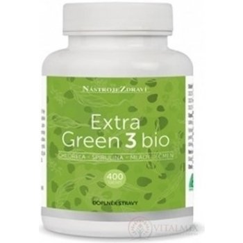 Nástroje Zdraví Extra green 3 Bio chlorella spirulina mladý ječmen tablety 400 ks 100 g