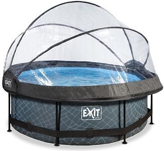 EXIT Frame Pool 244x76cm Stone Grey + Dome