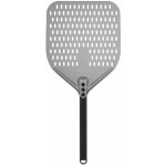 Černá, perforovaná lopata na pizzu z anodového hliníku s hliníkovým úchytem, čtvercová, 310x355x660 mm | TECHNICA, Pizza Line černá;šedá – Sleviste.cz