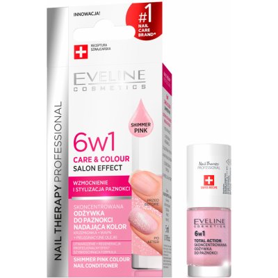 Eveline Cosmetics Nail Therapy Professional Vyživující barevný lak na nehty 6v1 shimmer pink 5 ml – Hledejceny.cz