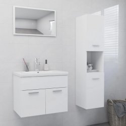 Nábytek XL Set koupelnového nábytku bílý kompozitní dřevo