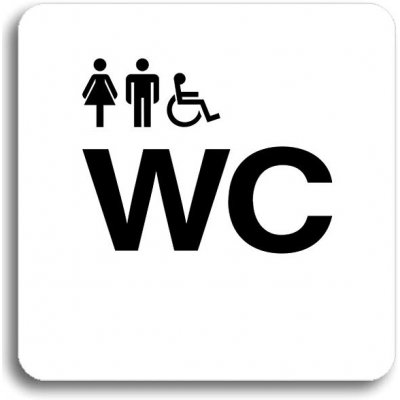 Accept Piktogram "WC ženy, muži, invalidé" (80 × 80 mm) (bílá tabulka - černý tisk bez rámečku) – Zboží Mobilmania