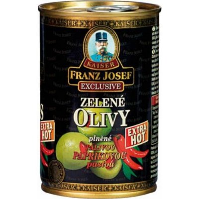 Franz Josef Kaiser zelené olivy plněné pálivou paprikovou pastou 314 ml – Zboží Dáma