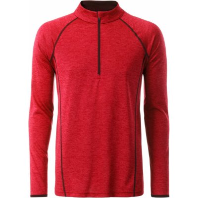 James Nicholson pánské sportovní triko s dlouhým rukávem Sportsshirt Longsleeve červený melír Titan – Hledejceny.cz