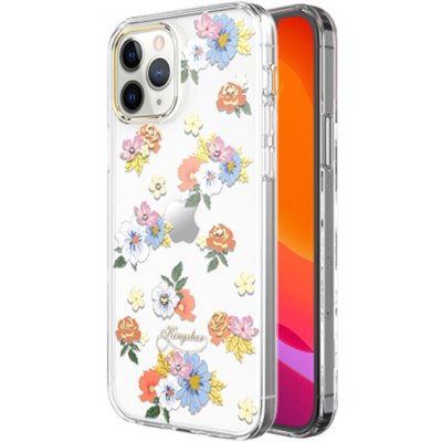 Pouzdro KINGXBAR Apple iPhone 12 / 12 Pro - s kamínky - gumové / plastové - květiny