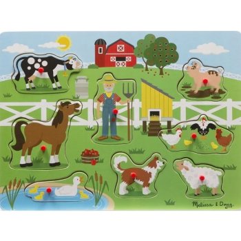 Melissa & Doug puzzle s úchyty a zvukem farma