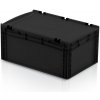 Úložný box TBA Plastová ESD Euro přepravka 600x400x270 mm s víkem plný úchyt