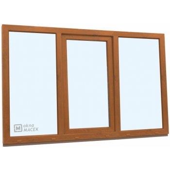 KNIPPING Plastové okno - 70 AD, 2100x1200 mm, FIX/OS/FIX, zlatý dub Barva, imitace: zlatý dub/bílá (jednostranně)