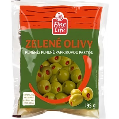 Fine Life Olivy zelené s paprikovou pastou 195 g – Sleviste.cz