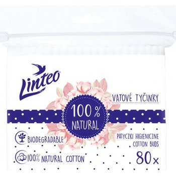 Linteo Papírové Vatové tyčinky 100% natural 80 ks