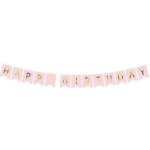 PartyDeco Banner Happy Birthday světle růžový 15 x 175 cm – Hledejceny.cz