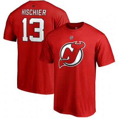 Fanatics tričko #13 Nico Hischier New Jersey Devils Stack Logo Name & Number