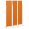 Paraván Atmosfere LINE 119 dřevěný 3-dílný paraván mobilní výška 1900 mm rám bílá výplň pomeranč