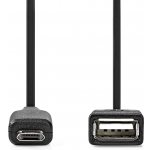 NEDIS USB Adaptér | USB 2.0 | USB Micro-B Zástrčka | USB-A Zásuvka | 480 Mbps | 0.20 m | Kulatý | Poniklované | PVC | Černá | Box – Zboží Živě