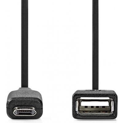 NEDIS USB Adaptér | USB 2.0 | USB Micro-B Zástrčka | USB-A Zásuvka | 480 Mbps | 0.20 m | Kulatý | Poniklované | PVC | Černá | Box – Zboží Živě