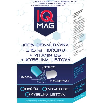 Naturprodukt IQ Mag hořčík 375 mg + B6 + kyselina listová 30 kapslí – Hledejceny.cz