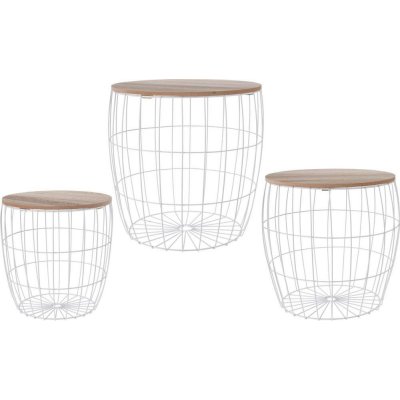 Home Styling Collection stolky s úložným prostorem set 3ks bílá – Zboží Mobilmania