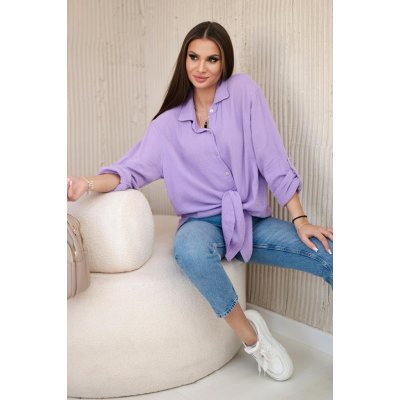 Fashionweek košilová halenka z lehké a příjemné bavlny K208 Lila – Zboží Dáma
