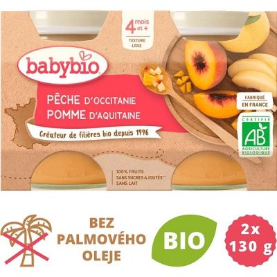 Babybio broskev jablko 2 x 130 g – Zboží Mobilmania