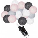 SPRINGOS LED bavlněné koule 7,5 m 30 LED růžová bílá šedá grafitová