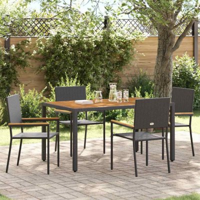 Omaxi 455253 Zahradní jídelní souprava 5 pcs Černá, Dřevo 150 x 90 x 75 cm – Hledejceny.cz