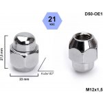 Kolová matice M12x1,5 kužel chrom, MAZDA, FIAT, HYUNDAI, klíč 21, D50-OE1 výška 27,5 mm | Zboží Auto