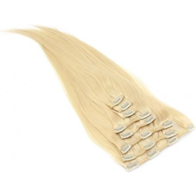 Clip in vlasy 30cm Remy pravé lidské 100g - nejsvětlejší blond – Sleviste.cz