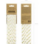 Party Deco Papírová brčka bílá Zlatá srdíčka 10 ks – Zboží Dáma