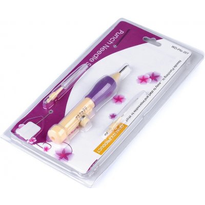 Dutá jehla vyšívací pero sada na vyšívání fialová béžová – Sleviste.cz