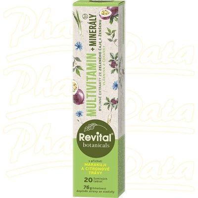 Revital Botanicals Multivitamin + Minerály s bylinnými extrakty rakytník marakuje a citrónová tráva 20 šumivých tablet – Hledejceny.cz