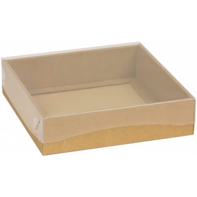 Dárková krabice s průhledným víkem 150x150x50 mm, kraft – Zboží Mobilmania
