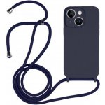 Pouzdro Appleking silikonové se šňůrkou iPhone 14 Pro - tmavě modré – Zboží Mobilmania