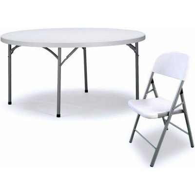 TENTino STL180K Kulatý skládací stůl 180 cm, bílý – Zboží Dáma