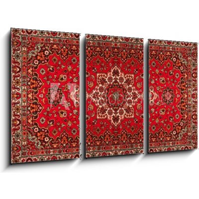 Obraz 3D třídílný - 90 x 50 cm - Old Persian carpet with pattern. top view Starý perský koberec se vzorem. pohled shora – Zboží Mobilmania