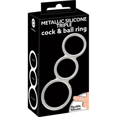 You2Toys Metallic Silicone Triple Cock and Ball Ring