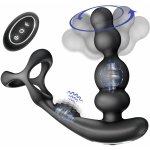 SuperLove Ultimate Pleasure Prostate Massager with Double Cock Ring & Remote Control Black – Zboží Dáma