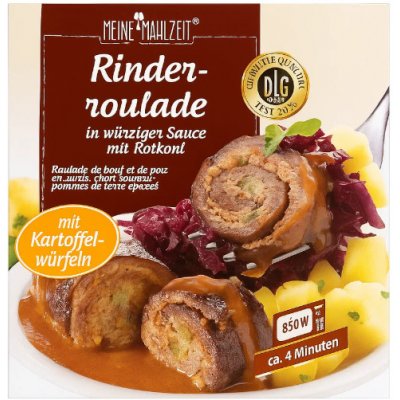Meine Mahlzeit Hovězí roláda ve vydatné omáčce s červeným zelím a bramborami v kořeněném nálevu 460 g – Zboží Dáma