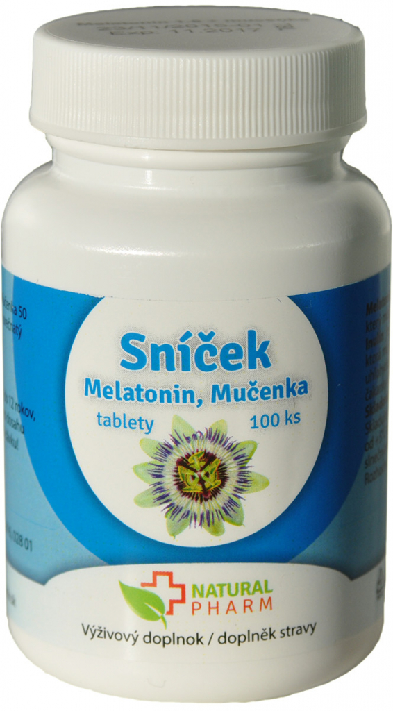 Natural Pharm Sníček Mučenka a Melatonín 100 tbl. foto 1 Natural Pharm Sníček Mučenka a Melatonín 100 tbl. foto 1