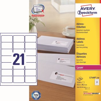 Avery Zweckform 250 listů, A4, bílé L7160-250