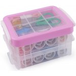 Sada na šití v boxu dvoupatrová Varianta: 1 růžová, Balení: 1 sada – Zboží Dáma