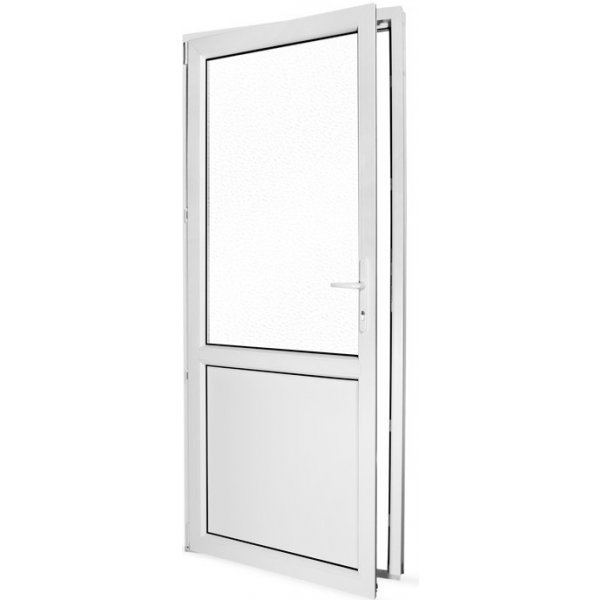 Venkovní dveře SkladOken.cz vedlejší vchodové dveře jednokřídlé 88 x 208 cm, dělené D2, bílé, LEVÉ