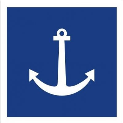 Plavební znak E6 - Povolené kotvení, vlečení kotev, lan nebo řetězů