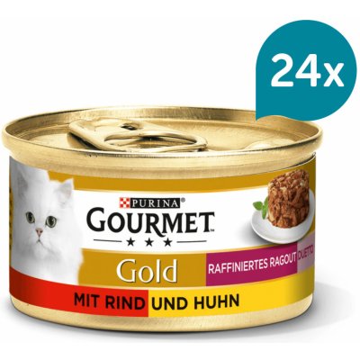 Gourmet Gold Rafinované ragú Duetto s hovězím a kuřecím masem 24 x 85 g