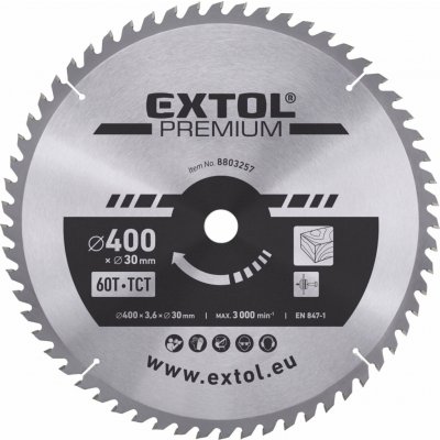 Kotouč pilový s SK plátky, ⌀400x3,6x30mm, 60T EXTOL PREMIUM – Hledejceny.cz