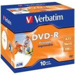 Verbatim DVD-R 4,7GB 16x, printable, plastová krabička, 10ks (43521) – Zboží Živě